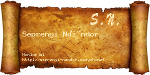 Seprenyi Nándor névjegykártya